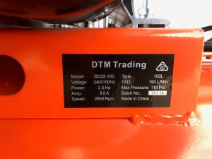 Air Compressor  240v 2.5hp 10 amp 100litre