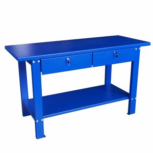 SWB2DB - Heavy-Duty Work Bench  2-Drawer, 1-Shelf Blue ( Grey Colour )