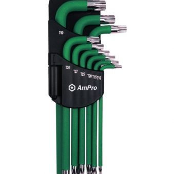 T22985 9 piece Magnetic Long Arm Temper-Proof Star Wrench Set W/Green Sleeve (T10-T50)