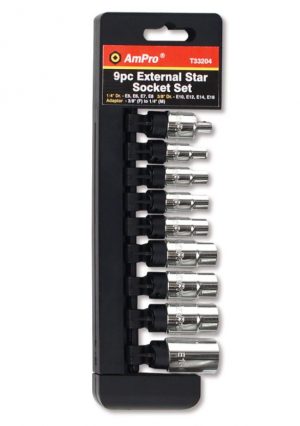 T33204 9 piece External Star Socket Set