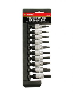 T33205 10 piece 3/8" Dr. Hex Bit Socket Set