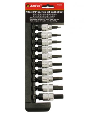 T33206 10 piece 3/8" Dr. Hex Bit Socket Set