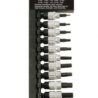 T33206 10 piece 3/8" Dr. Hex Bit Socket Set
