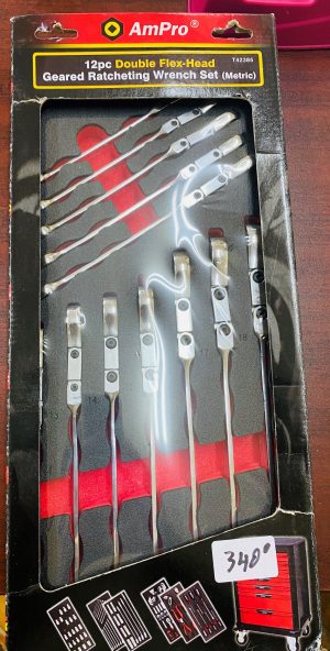T52385 12 piece Double Flex-Head Geared Ratcheting Wrench Set (Metric)