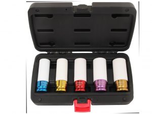 T75768 Non-Slip/Thin-wall 5 piece 1/2" Drive Deep Impact Socket Set