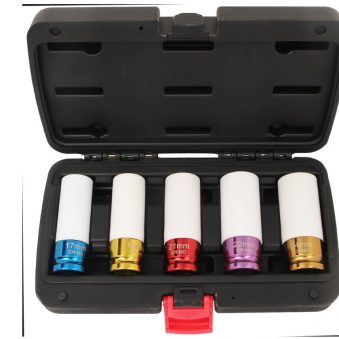 T75768 Non-Slip/Thin-wall 5 piece 1/2" Drive Deep Impact Socket Set