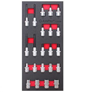 TS43228 22 piece 1/2" Dr. Star Bit Socket and External Star Socket Set
