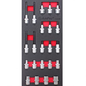 TS43228 22 piece 1/2" Dr. Star Bit Socket and External Star Socket Set