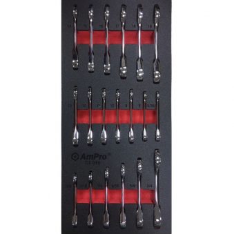 TS51380  19 piece Stubby Geared Combination Wrench Set (SAE & Metric)