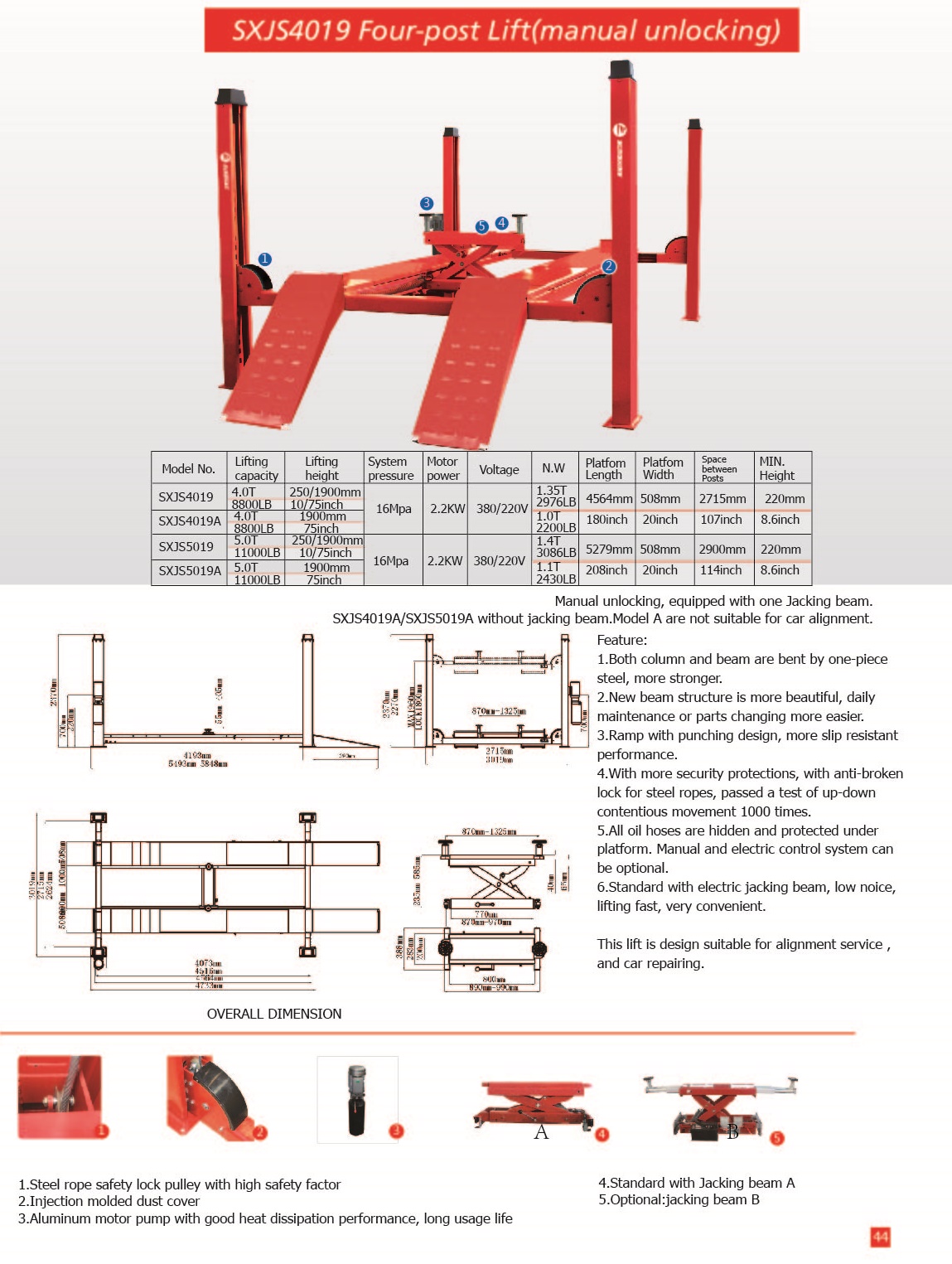 Sunshine 4000kg 4 Post Hoist ( CH4P ) DTM Trading