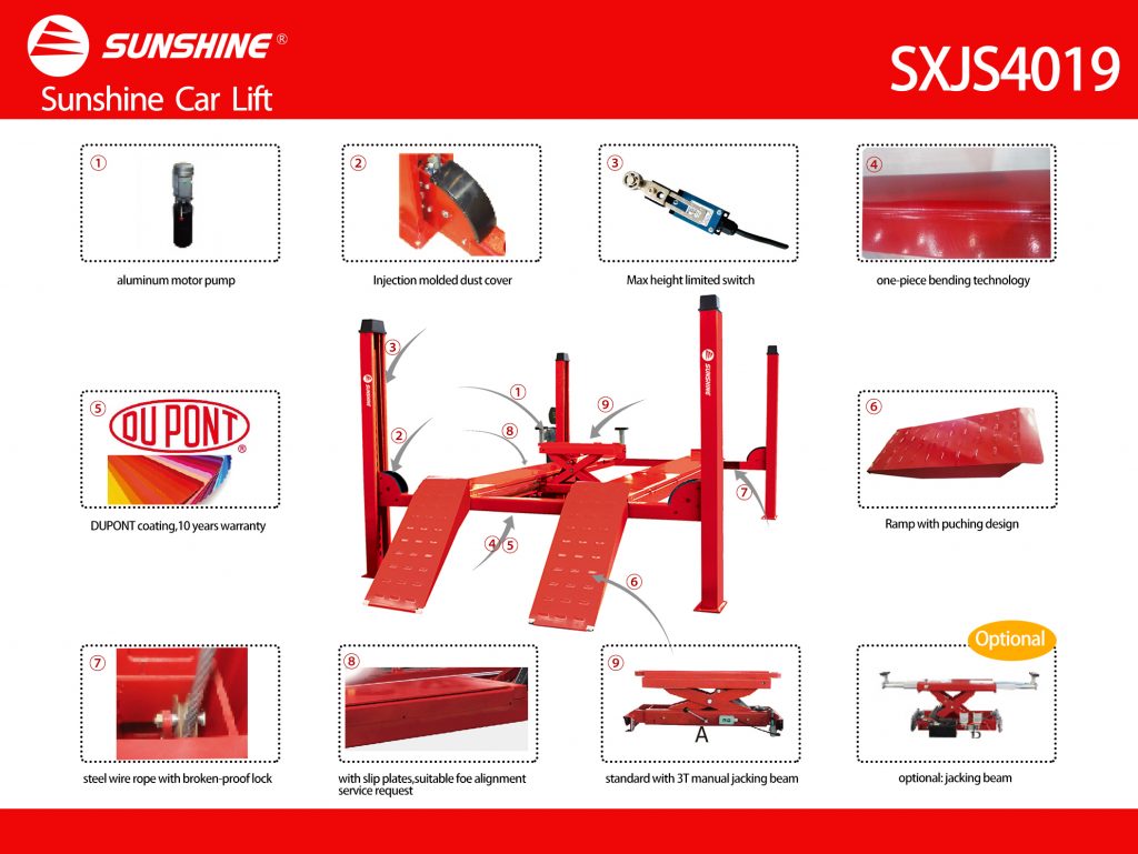 Sunshine 4000kg 4 Post Hoist ( CH4P ) DTM Trading